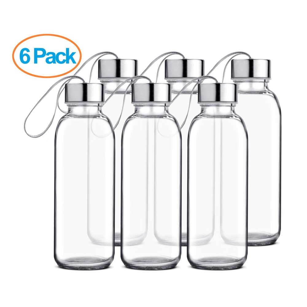 Chef's Star 18 Oz Clear Glass Water Bottles, Reusable Glass Juicing Bottles  with Protection Sleeve a…See more Chef's Star 18 Oz Clear Glass Water