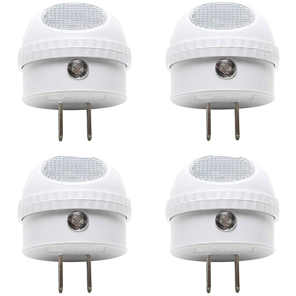 ClearMax 4 Pack LED Night Light with Built-in Dusk to Dawn Sensor - Soft White - Type A Plug - 0.3W AC 125V 2700K