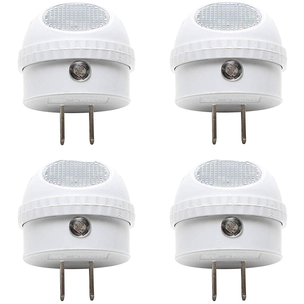 ClearMax 4 Pack LED Night Light with Built-in Dusk to Dawn Sensor - Soft White - Type A Plug - 0.3W AC 125V 2700K