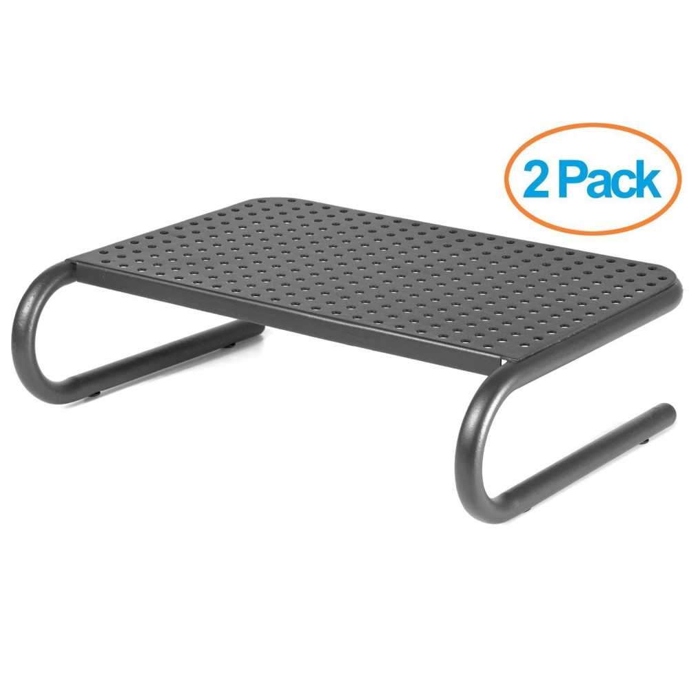 Halter LZ-309 Vented Metal Monitor Stand / Monitor Riser ( 2 Pack - Black )