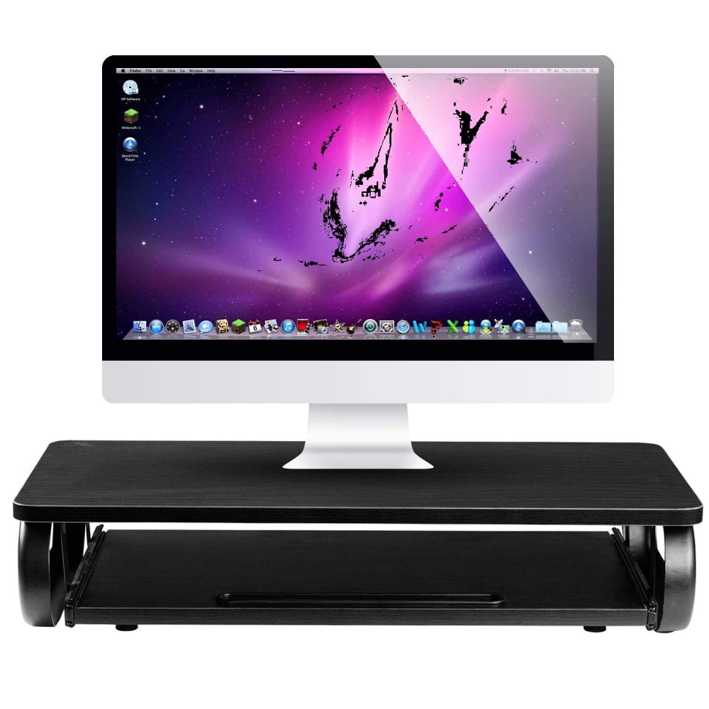 Halter Monitor Stand, Laptop Stand, Monitor Riser w/Keyboard Tray - Premium Home & Office Desk Organizer (Black)