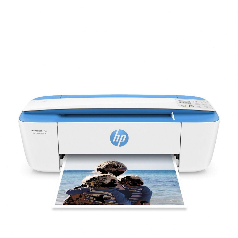 HP DeskJet 3755 Compact All-in-One Photo Printer, Blue Accent