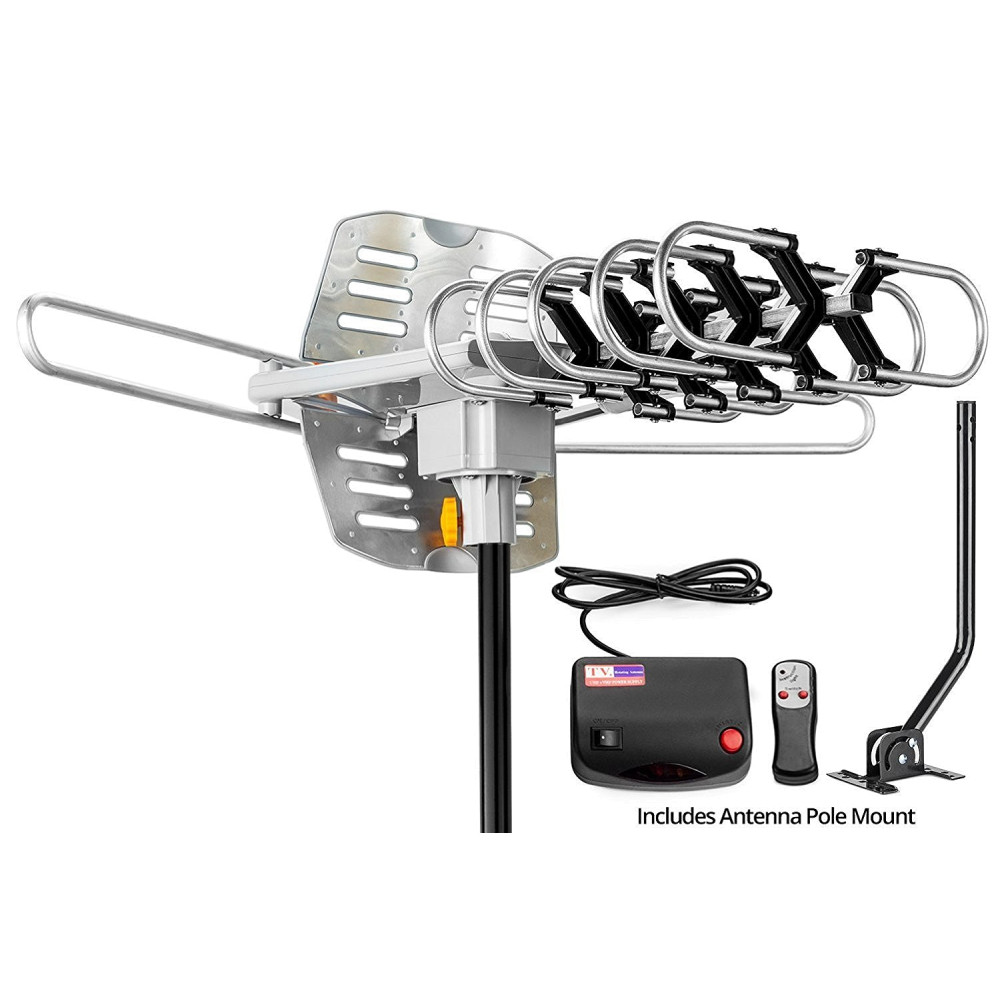ViewTV Outdoor Amplified Antenna with Adjustable Antenna Mount Pole - 150 Miles Range