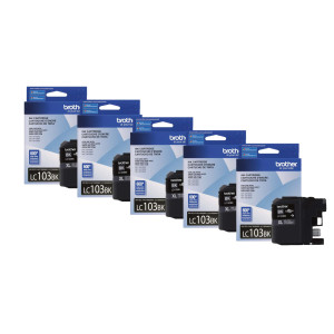 Brother Printer LC103BK High Yield Ink Cartridge, Black Pack of 5