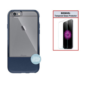 Otterbox Exclusive Bundle: Ultra-Slim Case for iPhone 6 Plus/6s Plus – Extreme Drop Protection - Premium Leather - Scratch Resistant – Blue + Bonus Clear Tempered Glass Screen Protector 