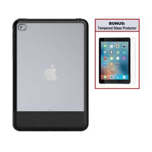 Otterbox Exclusive Bundle: Ultra-Slim Case for iPad Mini 4 – Extreme Drop Protection - Premium Leather with Clear Design - Scratch Resistant - Black + Bonus Clear Tempered Glass Screen Protector 