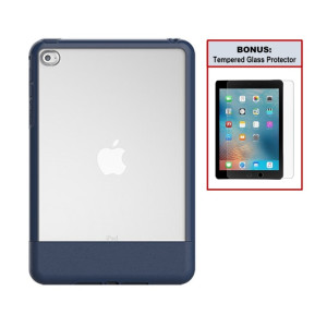 Otterbox Exclusive Bundle: Ultra-Slim Case for iPad Mini 4 – Extreme Drop Protection - Premium Leather with Clear Design - Scratch Resistant - Blue + Bonus Clear Tempered Glass Screen Protector 