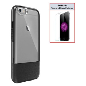Otterbox Exclusive Bundle: Ultra-Slim Case for iPhone 6/6s – Extreme Drop Protection - Premium Leather with Clear Design - Scratch Resistant – Black + Bonus Clear Tempered Glass Screen Protector 