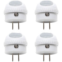 ClearMax 4 Pack LED Night Light with Built-in Dusk to Dawn Sensor - Soft White - Type A Plug - 0.3W AC 125V 2700K